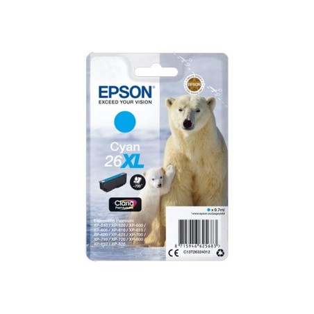 ORIGINAL Epson Cartuccia d'inchiostro ciano C13T26324012 26 XL ~700 Seiten 9,7ml Cartuccie d´inchiostro XL