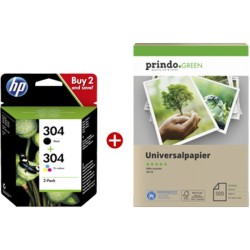 ORIGINAL HP Value Pack nero / differenti colori + Prindo Green Recyclingpapier 500 Blatt 304
