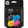 ORIGINAL HP Multipack nero / differenti colori 6L6S6UE 308 ~280 Seiten Confezione da 2 Cartucce di Inchiostro Nero/Tricromia Ori