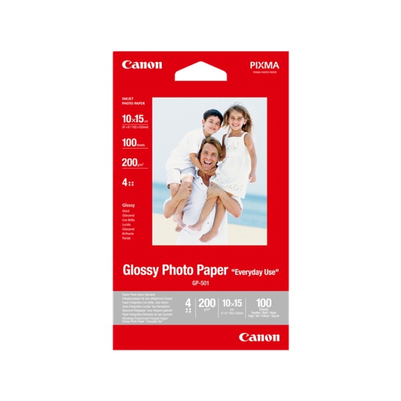 ORIGINAL Canon Carta Bianco 0775B003 GP-501 carta fotografica, 10 x 15 cm, 210 g/m², 100 pagine, glossy