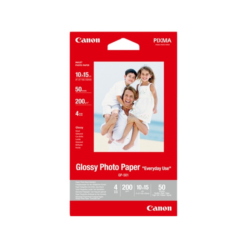 ORIGINAL Canon Carta Bianco 0775B081 GP-501 Carta fotografica Glossy GP-501 4x6" - 50 fogli