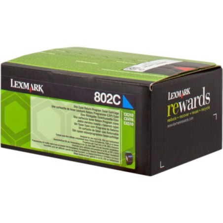 ORIGINAL Lexmark toner ciano 802C 80C20C0 ~1000 Seiten cartuccia di stampa riutilizzabile