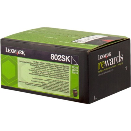 ORIGINAL Lexmark toner nero 802SK 80C2SK0 ~2500 Seiten cartuccia di stampa riutilizzabile