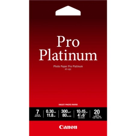 ORIGINAL Canon Carta Bianco 2768B013 PT-101 Carta fotografica, 10 x 15 cm, 300 g/m², 20 fogli, Pro Platinum