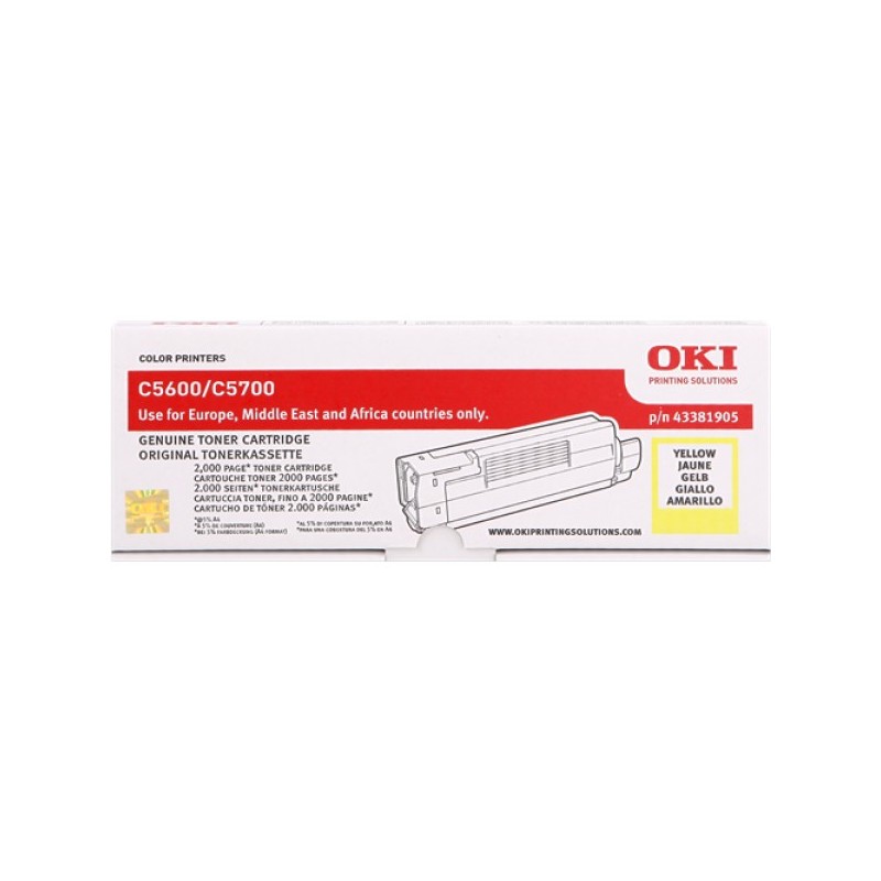 ORIGINAL OKI toner giallo 43381905 C5600 ~2000 Seiten