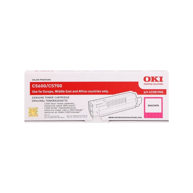 ORIGINAL OKI toner magenta 43381906 C5600 ~2000 Seiten
