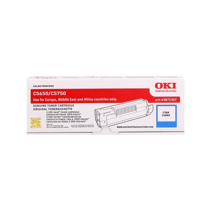 ORIGINAL OKI toner ciano 43872307 C5650/5750 ~2000 Seiten
