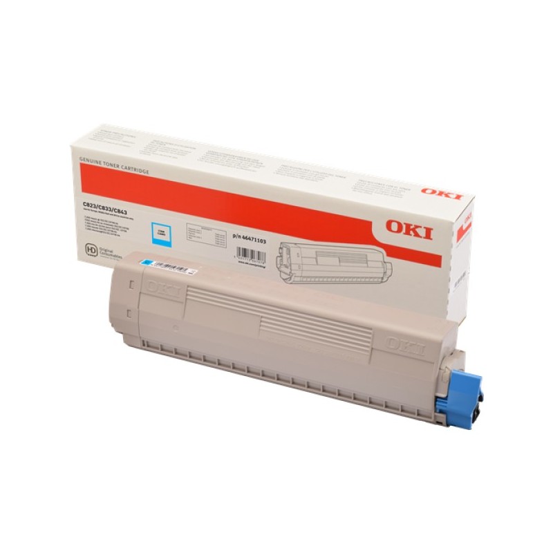 ORIGINAL OKI toner ciano 46471103 C823/C833/C843 ~7000 Seiten