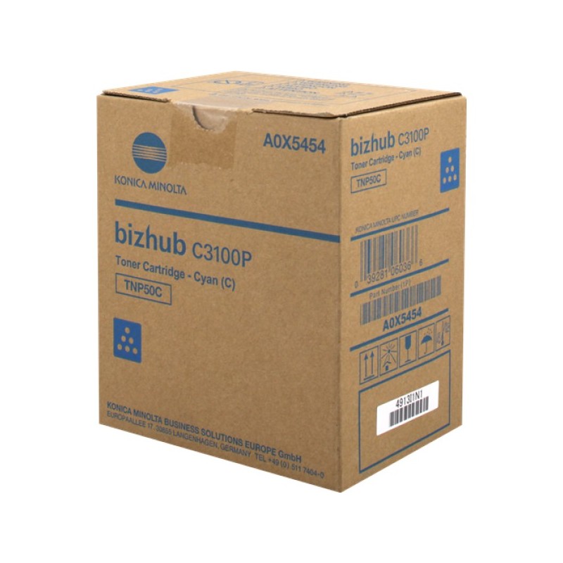 ORIGINAL Konica Minolta toner ciano A0X5454 TNP50C ~5000 Seiten
