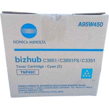 ORIGINAL Konica Minolta toner ciano A95W450 TNP49C ~12000 Seiten