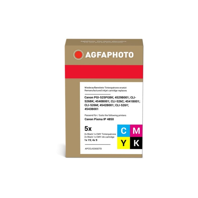 ORIGINAL Agfa Photo Multipack nero / ciano / magenta / giallo APCCLI526SETD CLI-526BK,C,M,Y Agfa Photo PGI-525PGBK, CLI-526BK, C