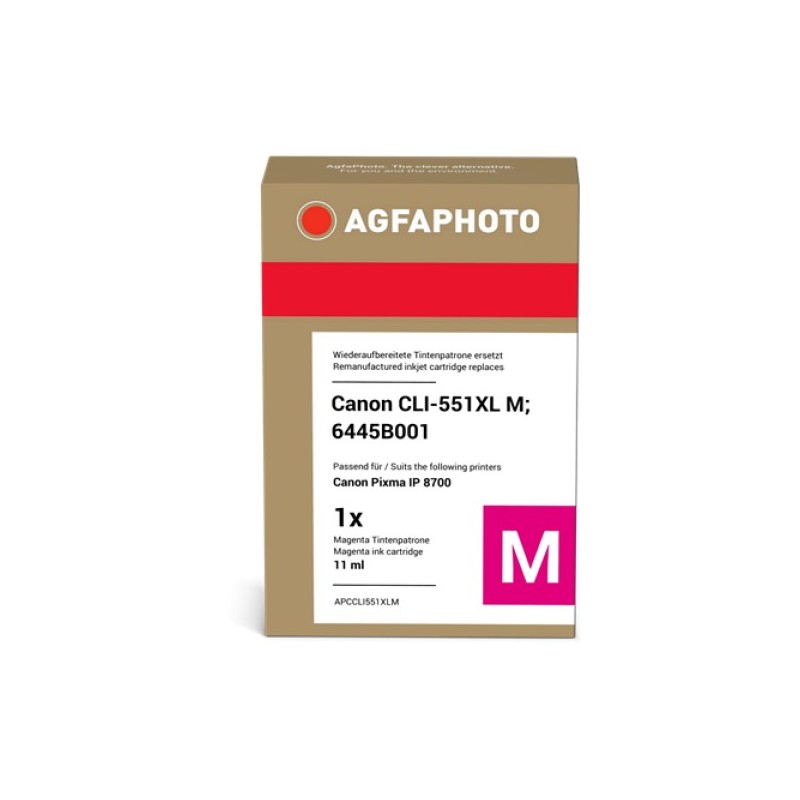 ORIGINAL Agfa Photo Cartuccia d'inchiostro magenta APCCLI551XLM ~970 Seiten 11ml Agfa Photo CLI-551m XL (6445B001)