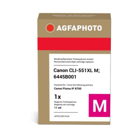 ORIGINAL Agfa Photo Cartuccia d'inchiostro magenta APCCLI551XLM ~970 Seiten 11ml Agfa Photo CLI-551m XL (6445B001)