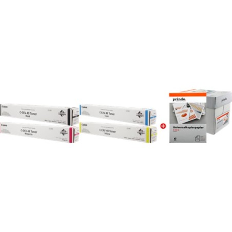ORIGINAL Canon Value Pack nero / ciano / magenta / giallo C-EXV49 MCVP + Prindo Universal Papier 2500 Blatt ~93000 Seiten