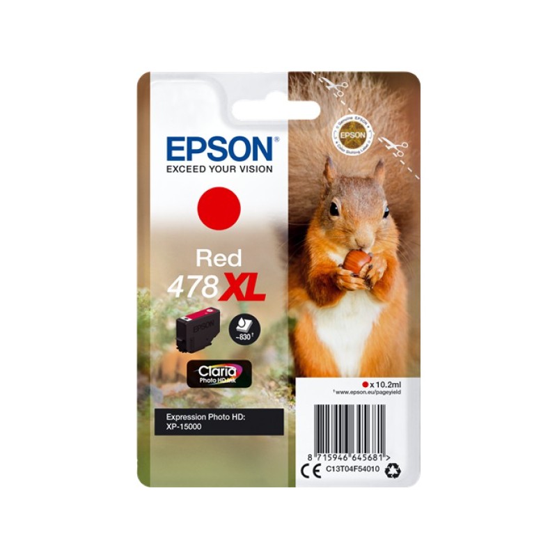 ORIGINAL Epson Cartuccia d'inchiostro Rosso C13T04F54010 478XL ~830 Seiten 10,2ml