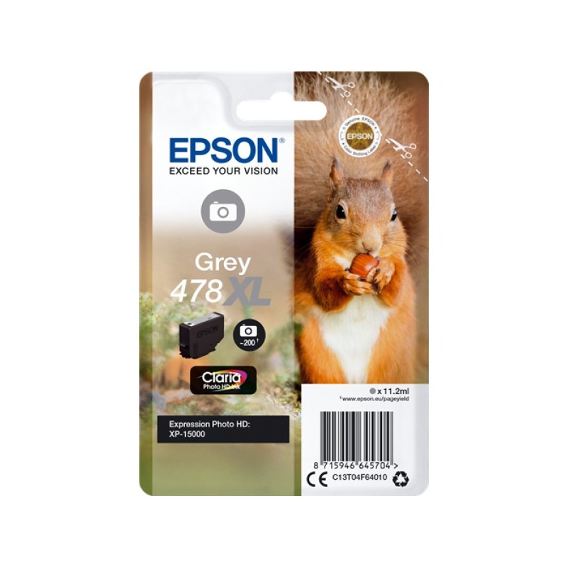 ORIGINAL Epson Cartuccia d'inchiostro Grigio C13T04F64010 478XL ~830 Seiten 11,2ml
