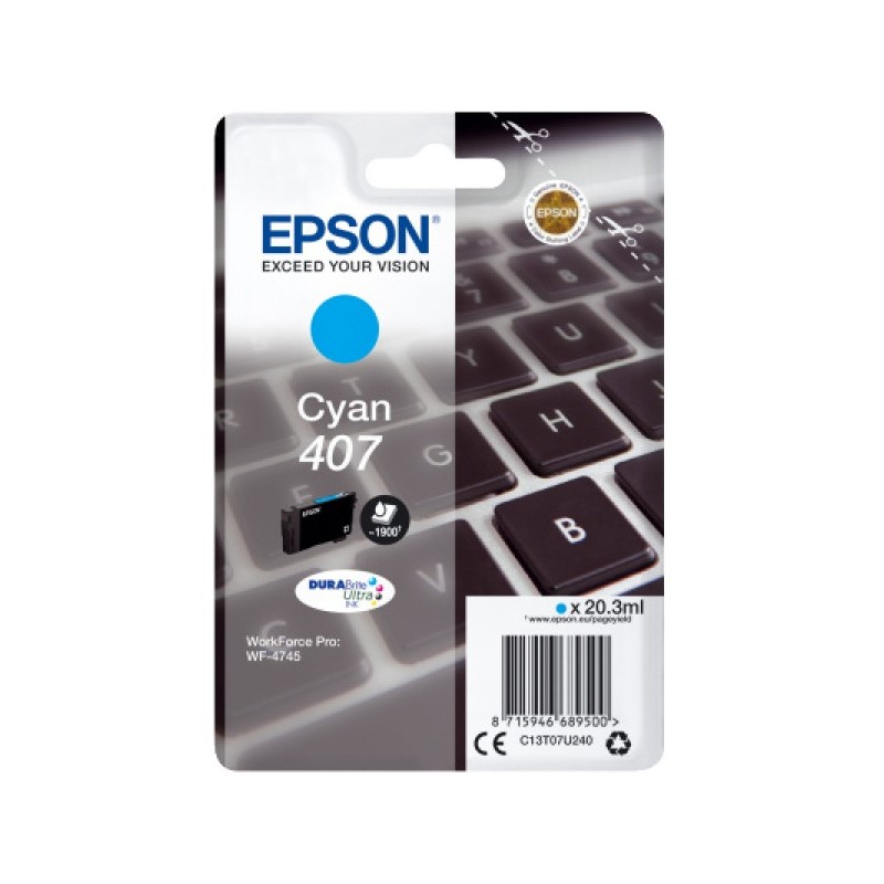 ORIGINAL Epson Cartuccia d'inchiostro ciano C13T07U240 407 ~1900 Seiten 20,3ml