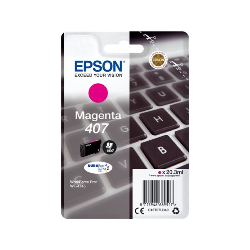 ORIGINAL Epson Cartuccia d'inchiostro magenta C13T07U340 407 ~1900 Seiten 20,3ml