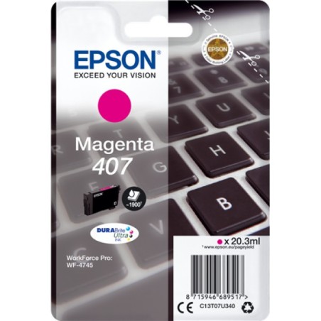 ORIGINAL Epson Cartuccia d'inchiostro magenta C13T07U340 407 ~1900 Seiten 20,3ml