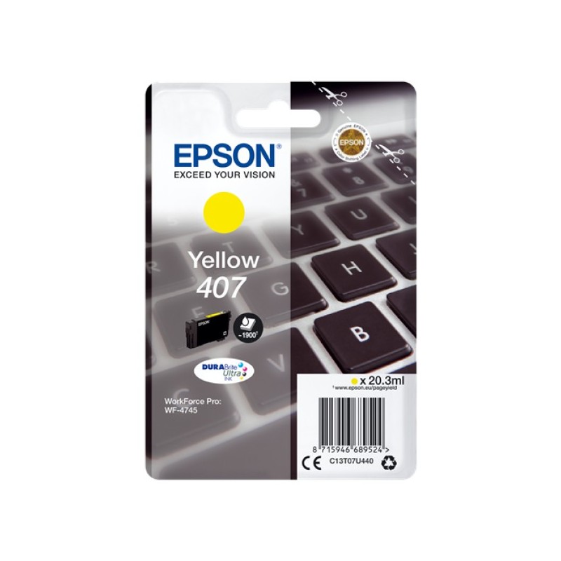 ORIGINAL Epson Cartuccia d'inchiostro giallo C13T07U440 407 ~1900 Seiten 20,3ml