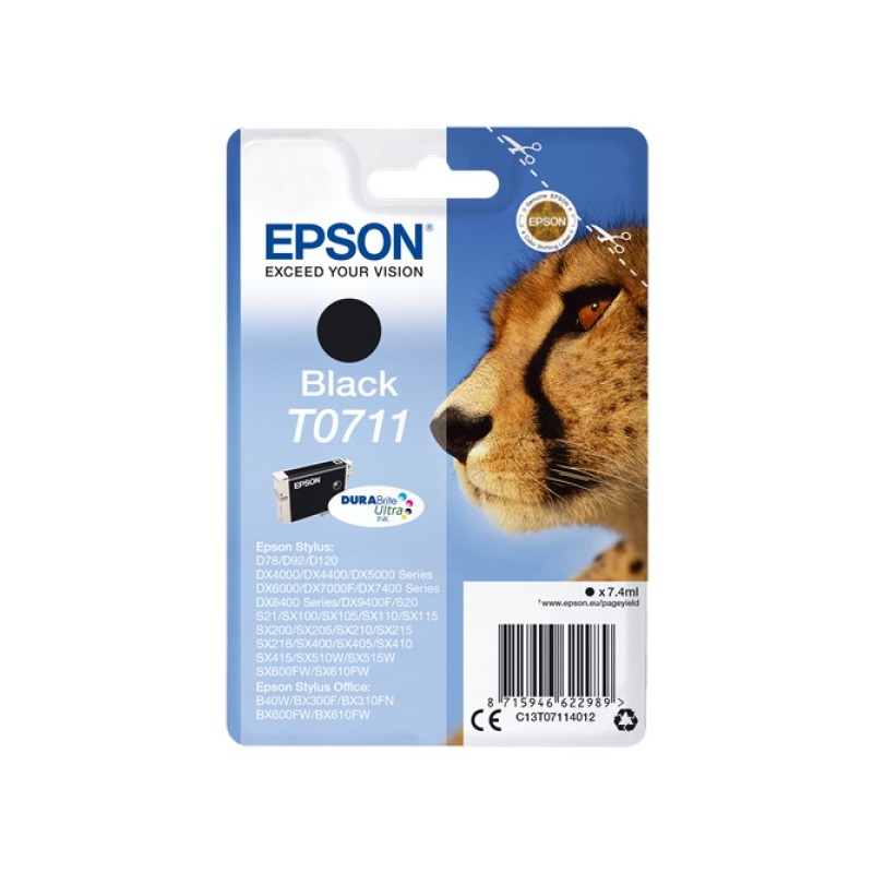 ORIGINAL Epson Cartuccia d'inchiostro nero C13T07114012 T0711 ~245 Seiten 7,4ml