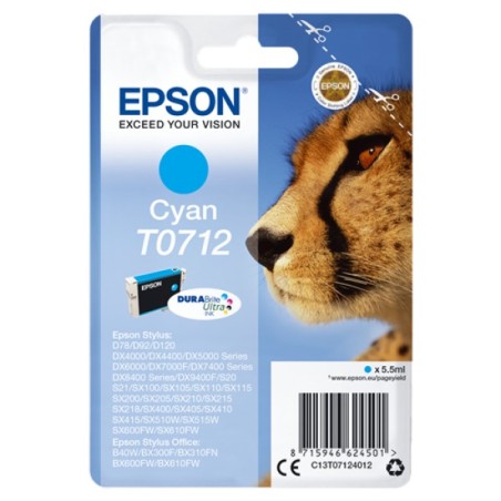 ORIGINAL Epson Cartuccia d'inchiostro ciano C13T07124012 T0712 ~345 Seiten 5,5ml