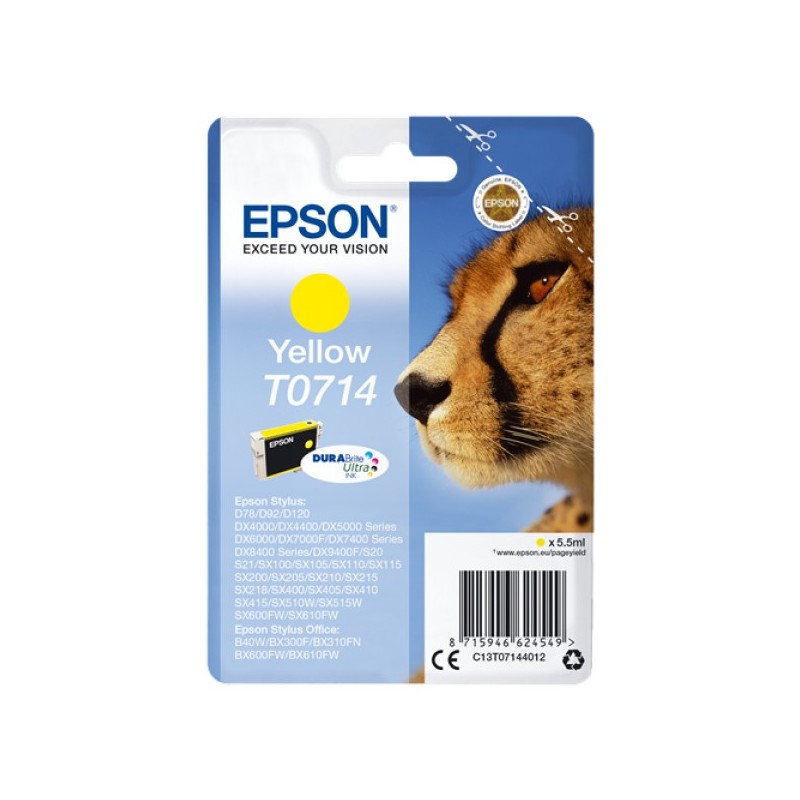 ORIGINAL Epson Cartuccia d'inchiostro giallo C13T07144012 T0714 ~415 Seiten 5,5ml