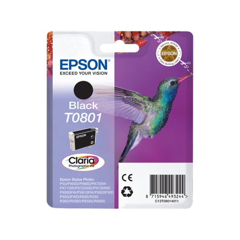 ORIGINAL Epson Cartuccia d'inchiostro nero C13T08014011 T0801 ~330 Seiten 7,4ml