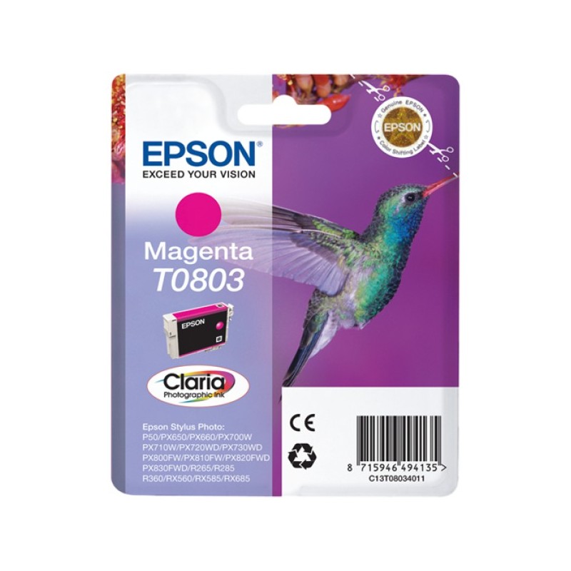 ORIGINAL Epson Cartuccia d'inchiostro magenta C13T08034011 T0803 ~460 Seiten 7,4ml