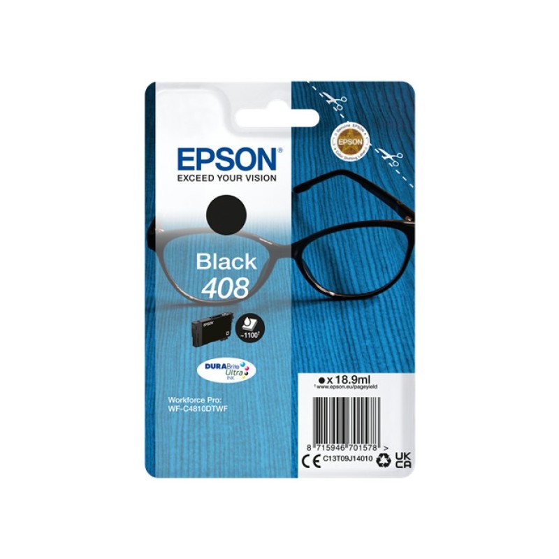 ORIGINAL Epson Cartuccia d'inchiostro nero C13T09J14010 408 ~1100 Seiten 18,9ml