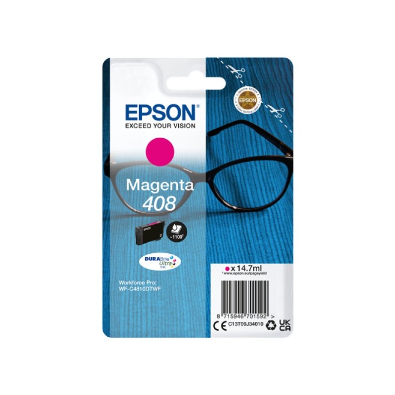 ORIGINAL Epson Cartuccia d'inchiostro magenta C13T09J34010 408 ~1100 Seiten 14,7ml
