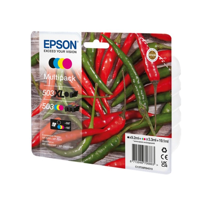 ORIGINAL Epson Multipack nero / ciano / magenta / giallo C13T09R94010 503XL+503 ~1045 Seiten 6,4ml