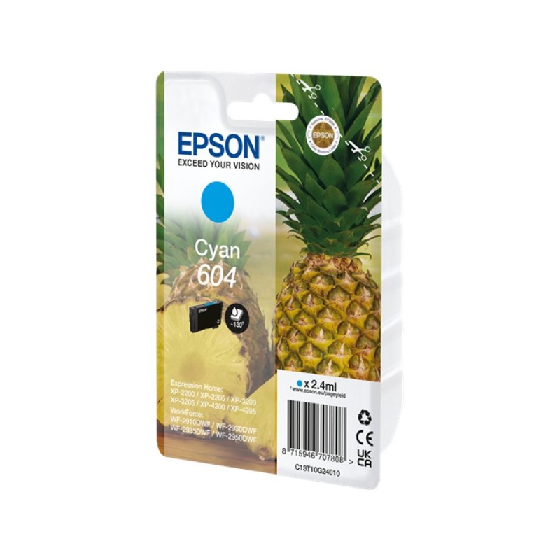 ORIGINAL Epson Cartuccia d'inchiostro ciano C13T10G24010 604 ~130 Seiten 2,4ml