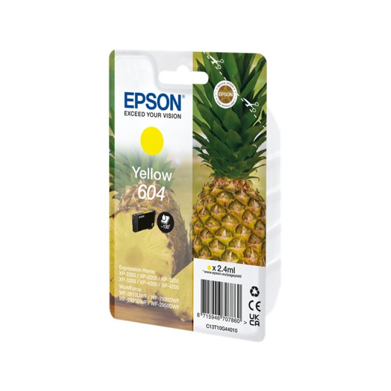 ORIGINAL Epson Cartuccia d'inchiostro giallo C13T10G44010 604 ~130 Seiten 2,4ml