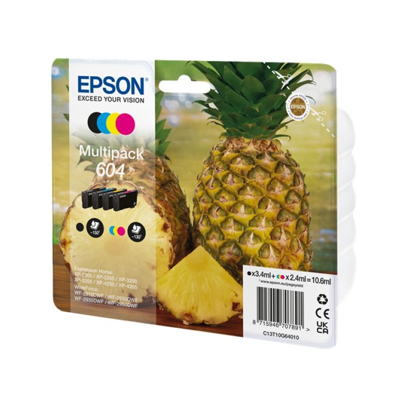 ORIGINAL Epson Multipack nero / ciano / magenta / giallo C13T10G64010 604 ~540 Seiten 2,4ml