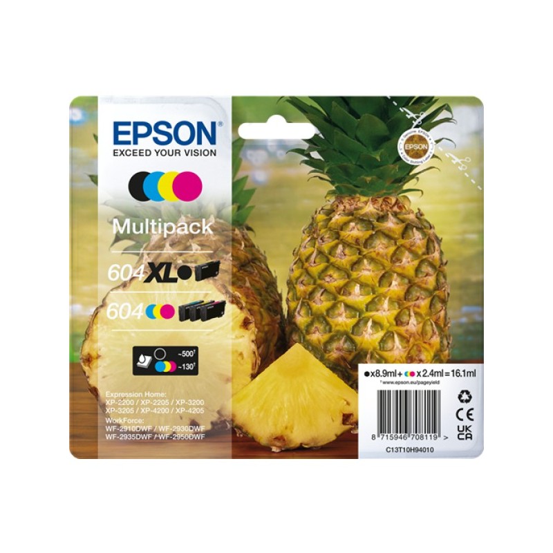 ORIGINAL Epson Multipack nero / ciano / magenta / giallo C13T10H94010 604 XL ~890 Seiten 2,4ml