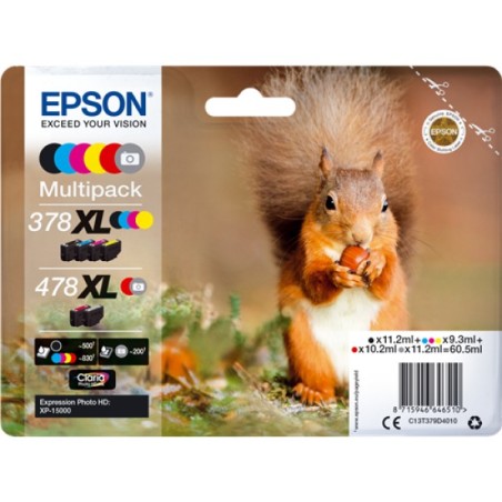 ORIGINAL Epson Multipack nero / ciano / magenta / giallo / Rosso / Grigio C13T379D4010 378XL+478XL