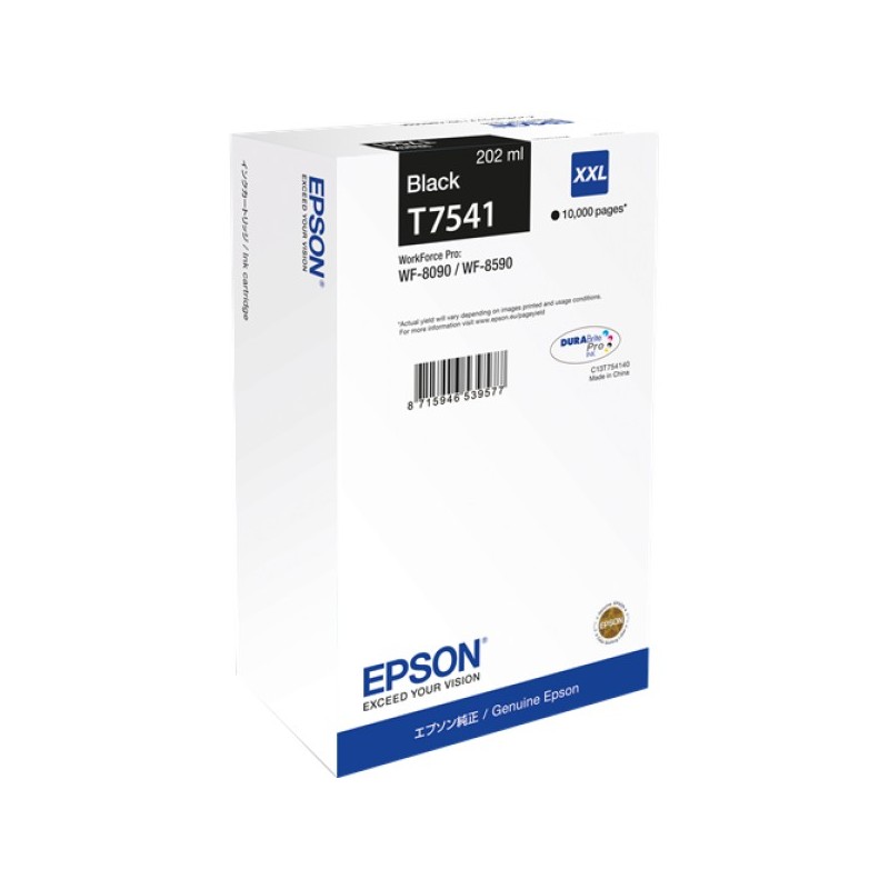 ORIGINAL Epson Cartuccia d'inchiostro nero C13T75414N T7541 XXL ~10000 Seiten 202ml