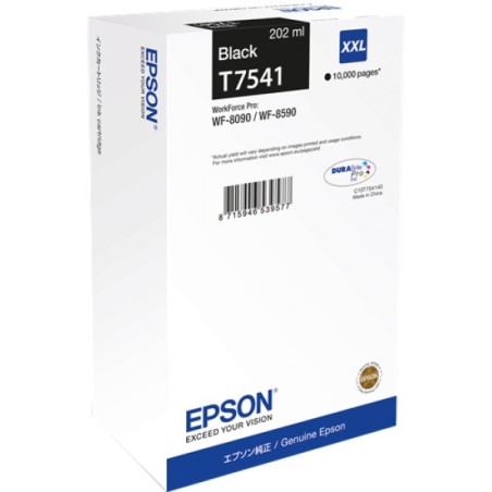 ORIGINAL Epson Cartuccia d'inchiostro nero C13T75414N T7541 XXL ~10000 Seiten 202ml