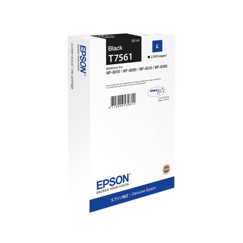 ORIGINAL Epson Cartuccia d'inchiostro nero C13T75614N T7561 ~2500 Seiten 50ml