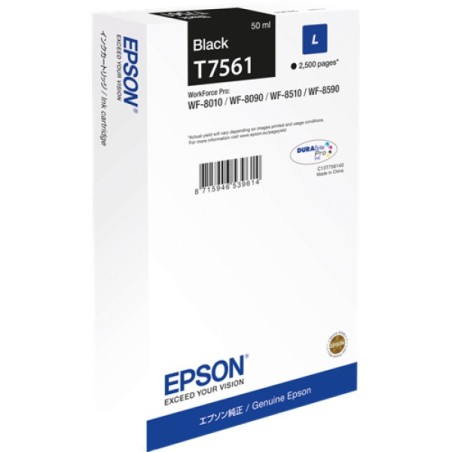 ORIGINAL Epson Cartuccia d'inchiostro nero C13T75614N T7561 ~2500 Seiten 50ml