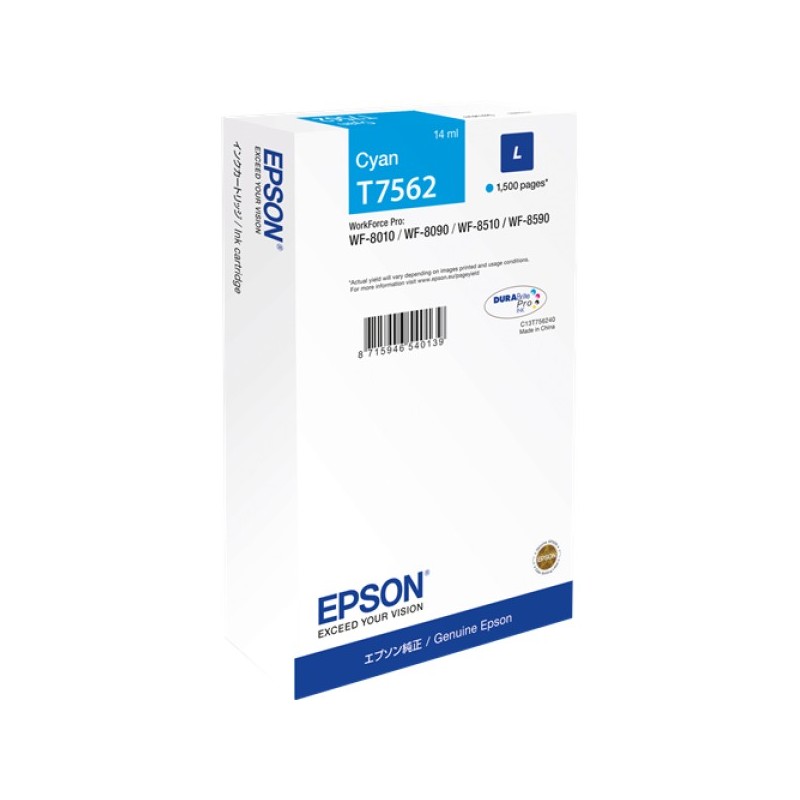 ORIGINAL Epson Cartuccia d'inchiostro ciano C13T75624N T7562 ~1500 Seiten 14ml