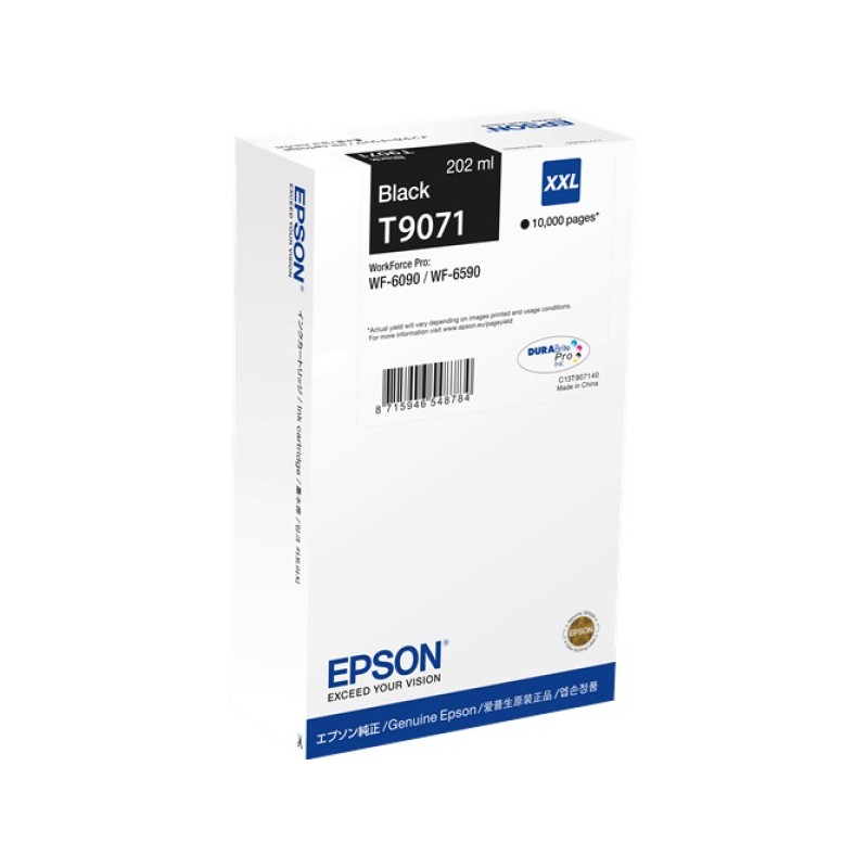 ORIGINAL Epson Cartuccia d'inchiostro nero C13T90714N T9071 XXL ~10000 Seiten 202ml