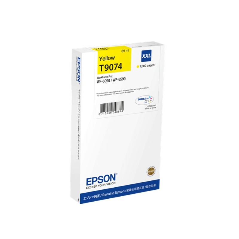 ORIGINAL Epson Cartuccia d'inchiostro giallo C13T90744N T9074 XXL ~7000 Seiten 69ml