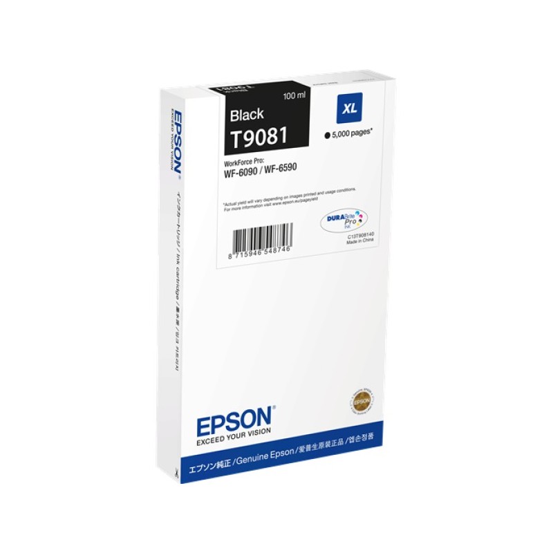 ORIGINAL Epson Cartuccia d'inchiostro nero C13T90814N T9081 XL ~5000 Seiten 100ml