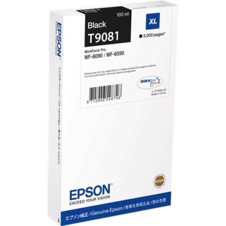 ORIGINAL Epson Cartuccia d'inchiostro nero C13T90814N T9081 XL ~5000 Seiten 100ml