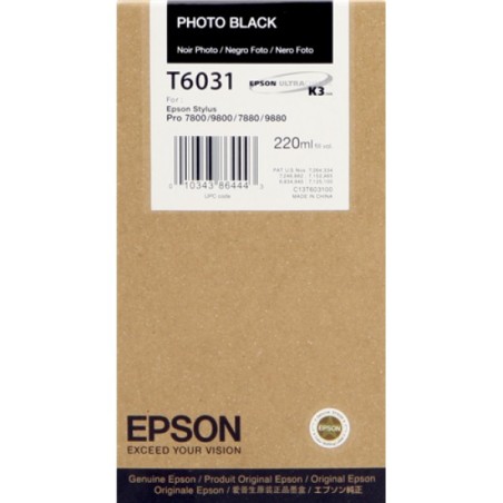 ORIGINAL Epson Cartuccia d'inchiostro Nero (Foto) C13T603100 T6031 220ml