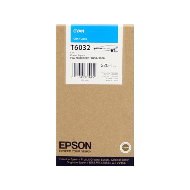 ORIGINAL Epson Cartuccia d'inchiostro ciano C13T603200 T6032 220ml