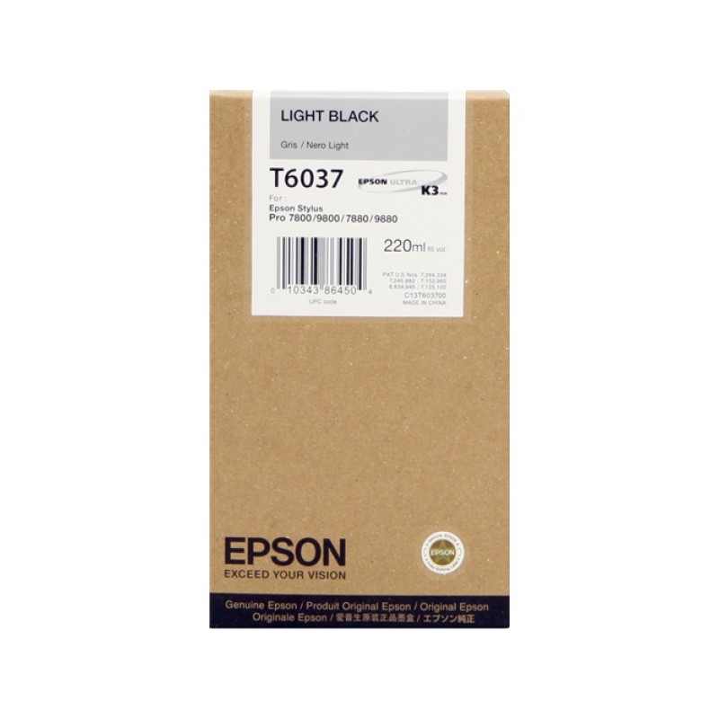 ORIGINAL Epson Cartuccia d'inchiostro lightblack C13T603700 T6037 220ml