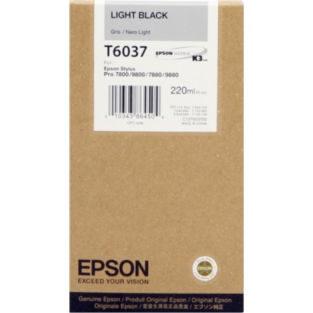 ORIGINAL Epson Cartuccia d'inchiostro lightblack C13T603700 T6037 220ml